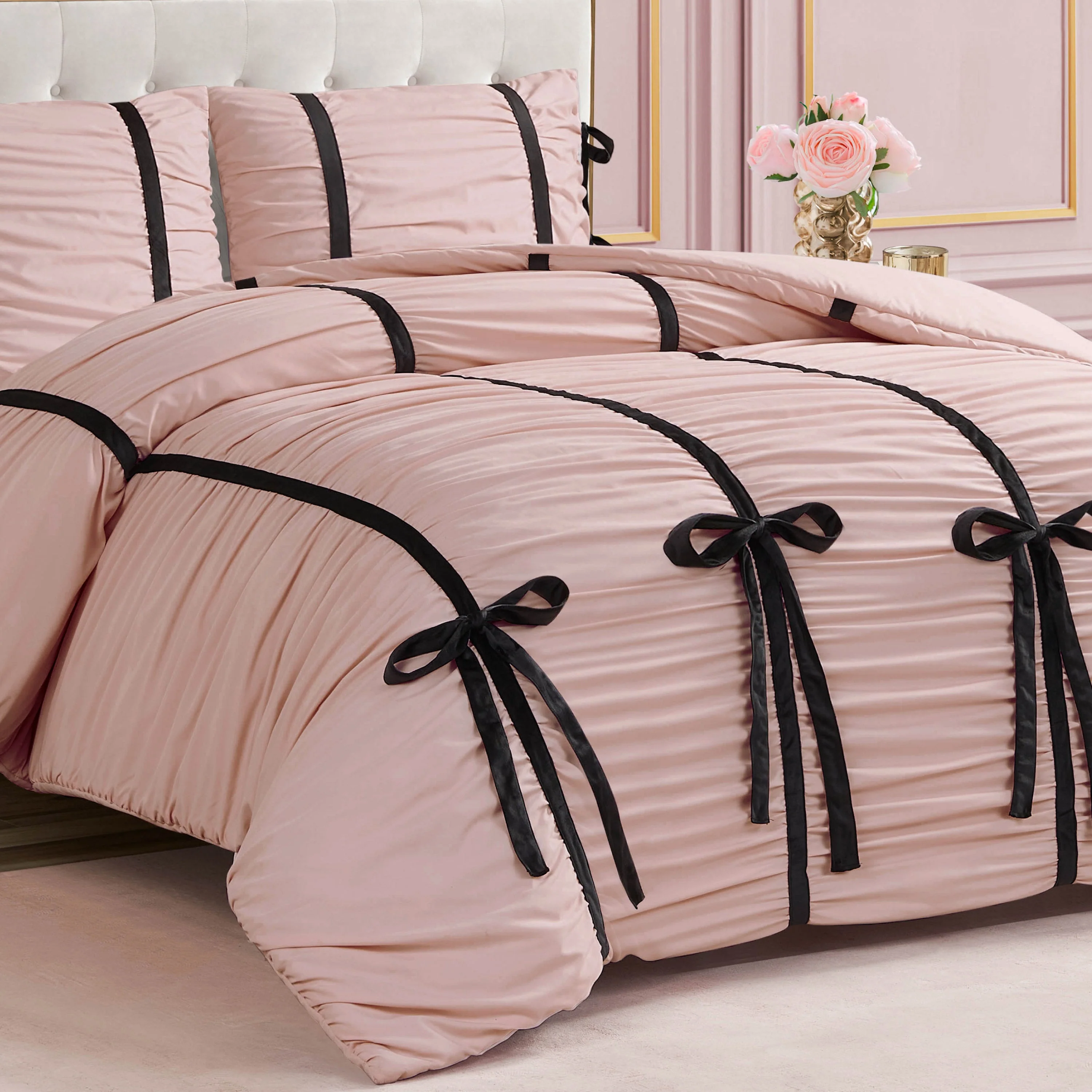 Amelie Bows Ruched Comforter Set - Image 4
