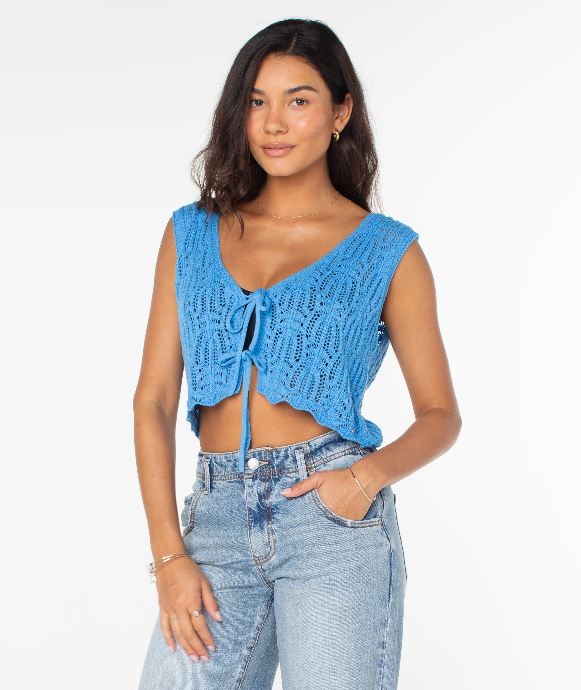 Beach Bound Crochet Vest Sweater