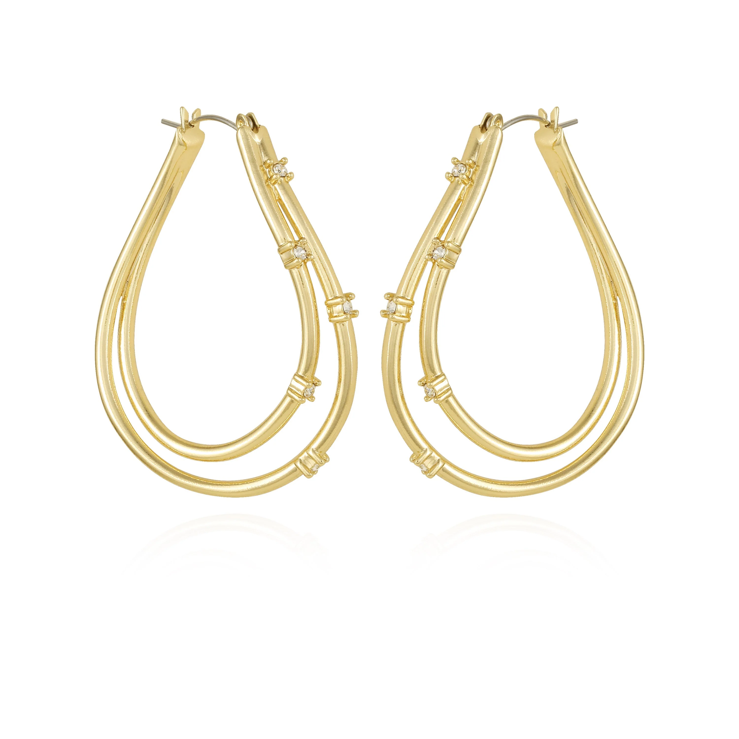 Goldtone Double Oval Hoop Earrings