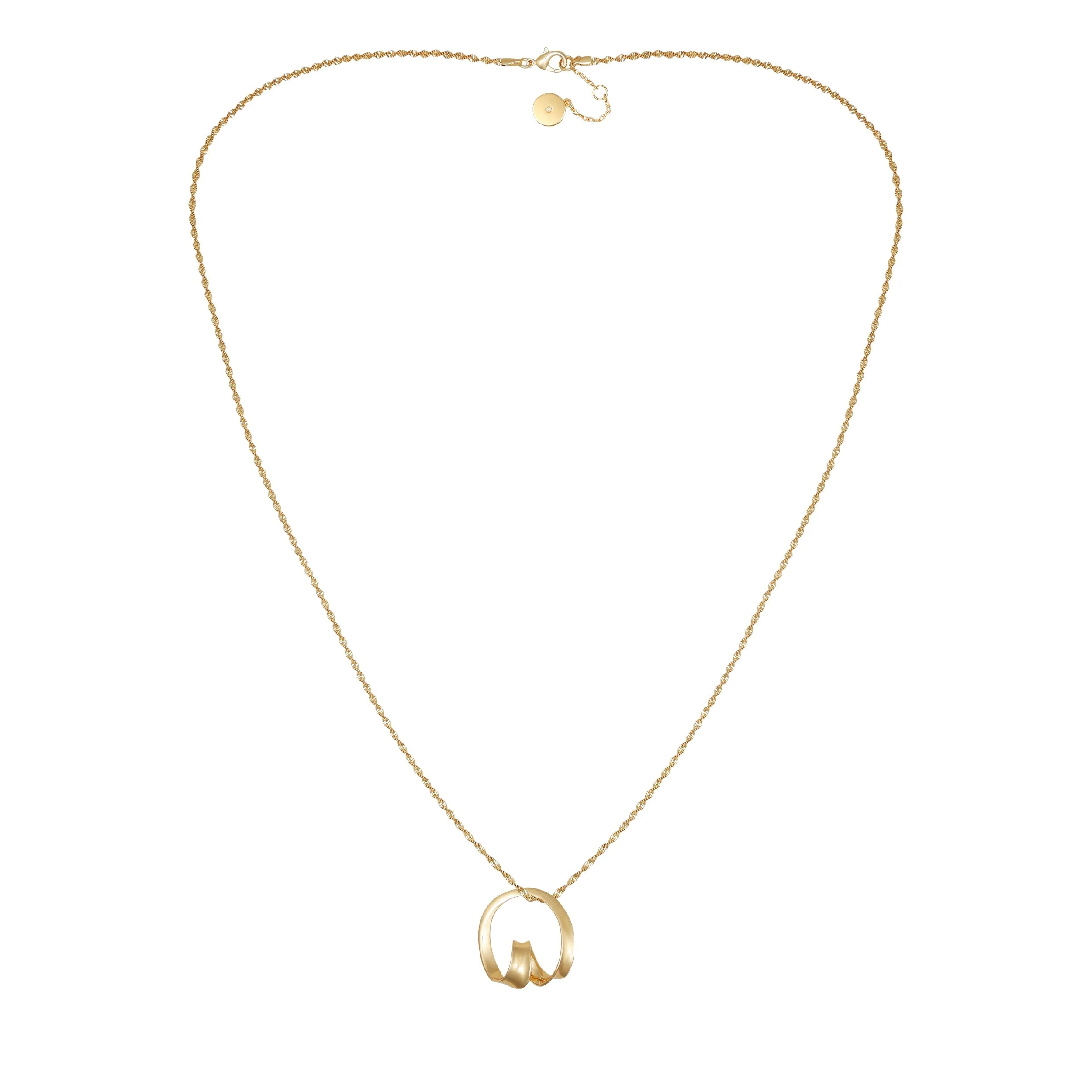 Goldtone Herringbone Chain Long Necklace - Image 3