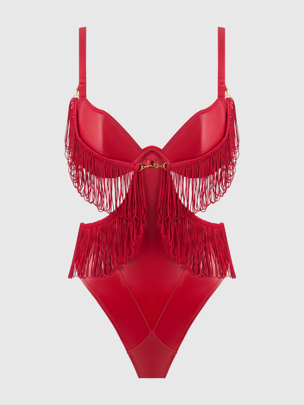 Hendrix Faux Leather & Fringe Crotchless Teddy - Image 10