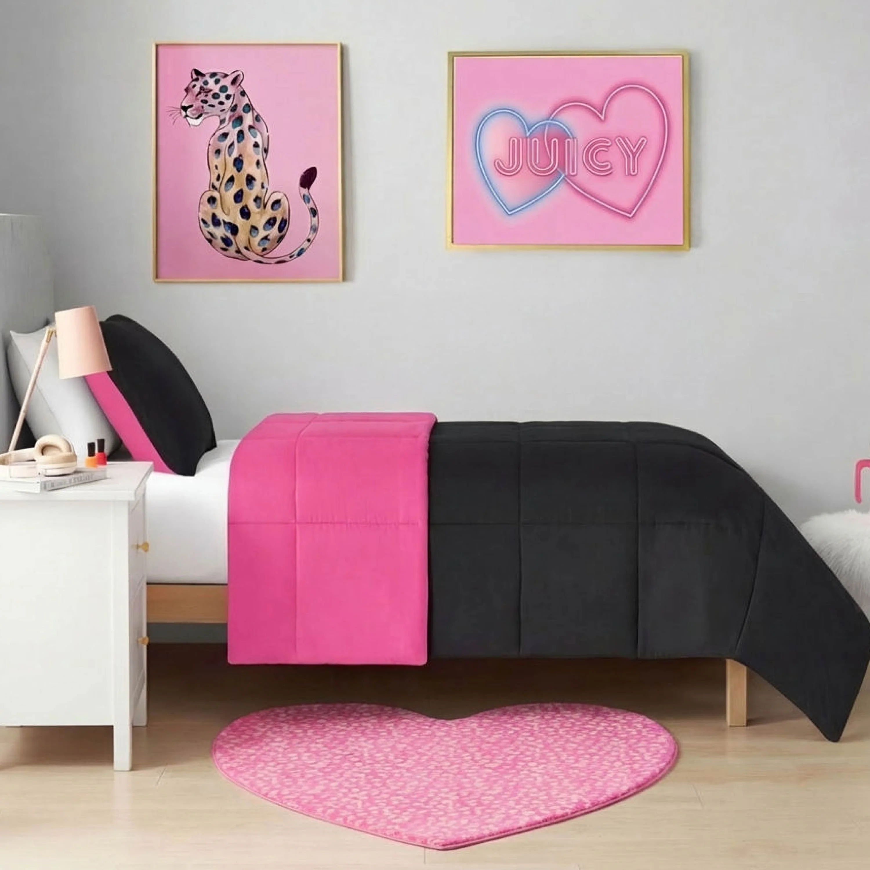 Metallic Leopard Plush Rug, 3' Heart - Image 2