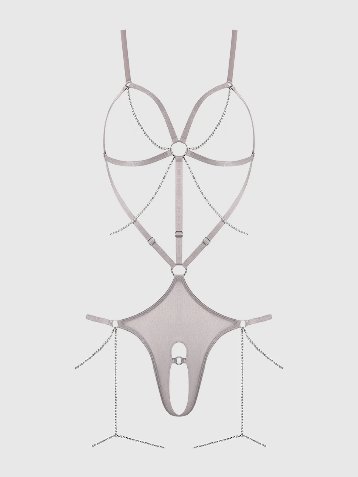 Pia Shine Mesh Open Cup & Crotchless Rhinestone Teddy - Image 7