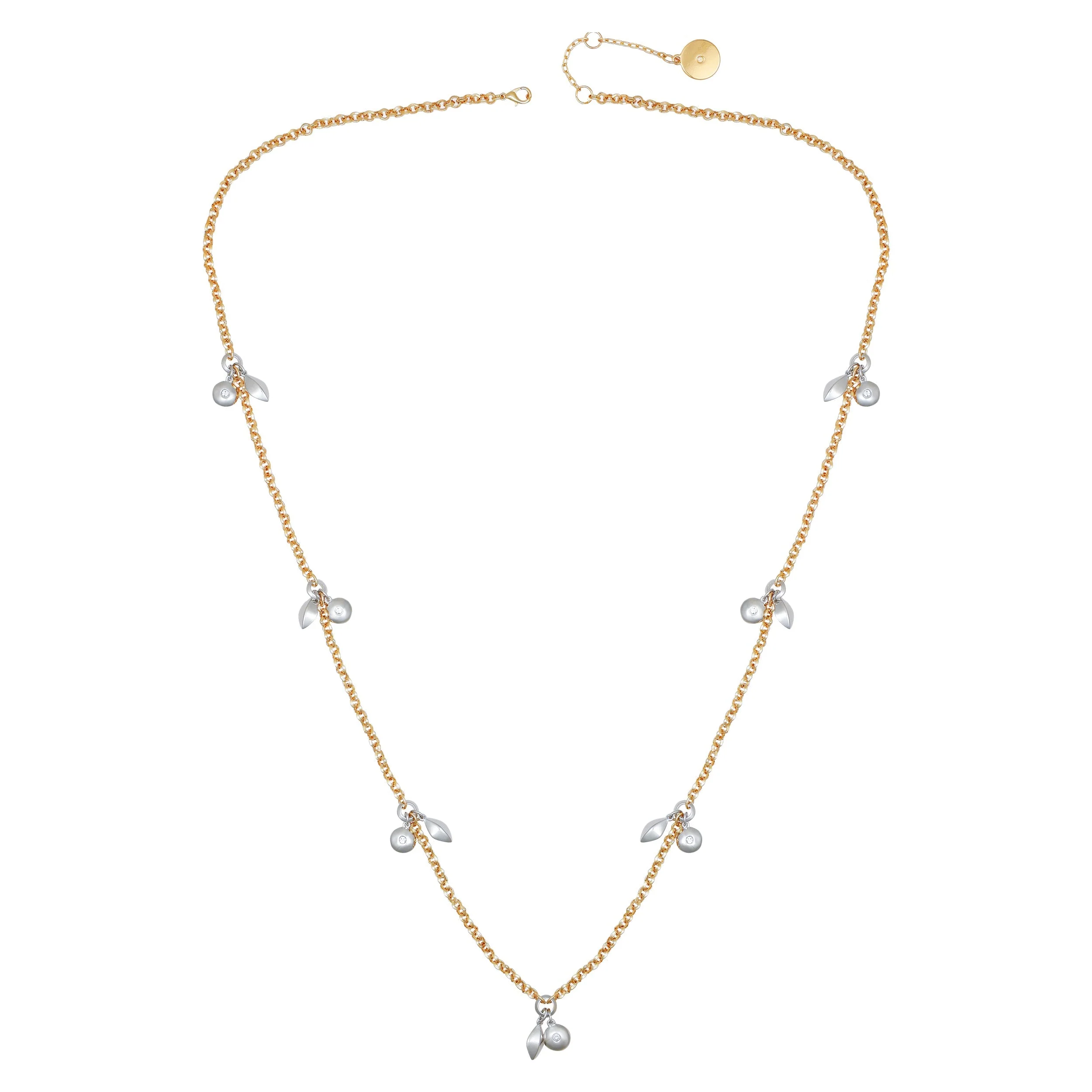 Two Tone Gilded Leaf Long Necklace - Image 3
