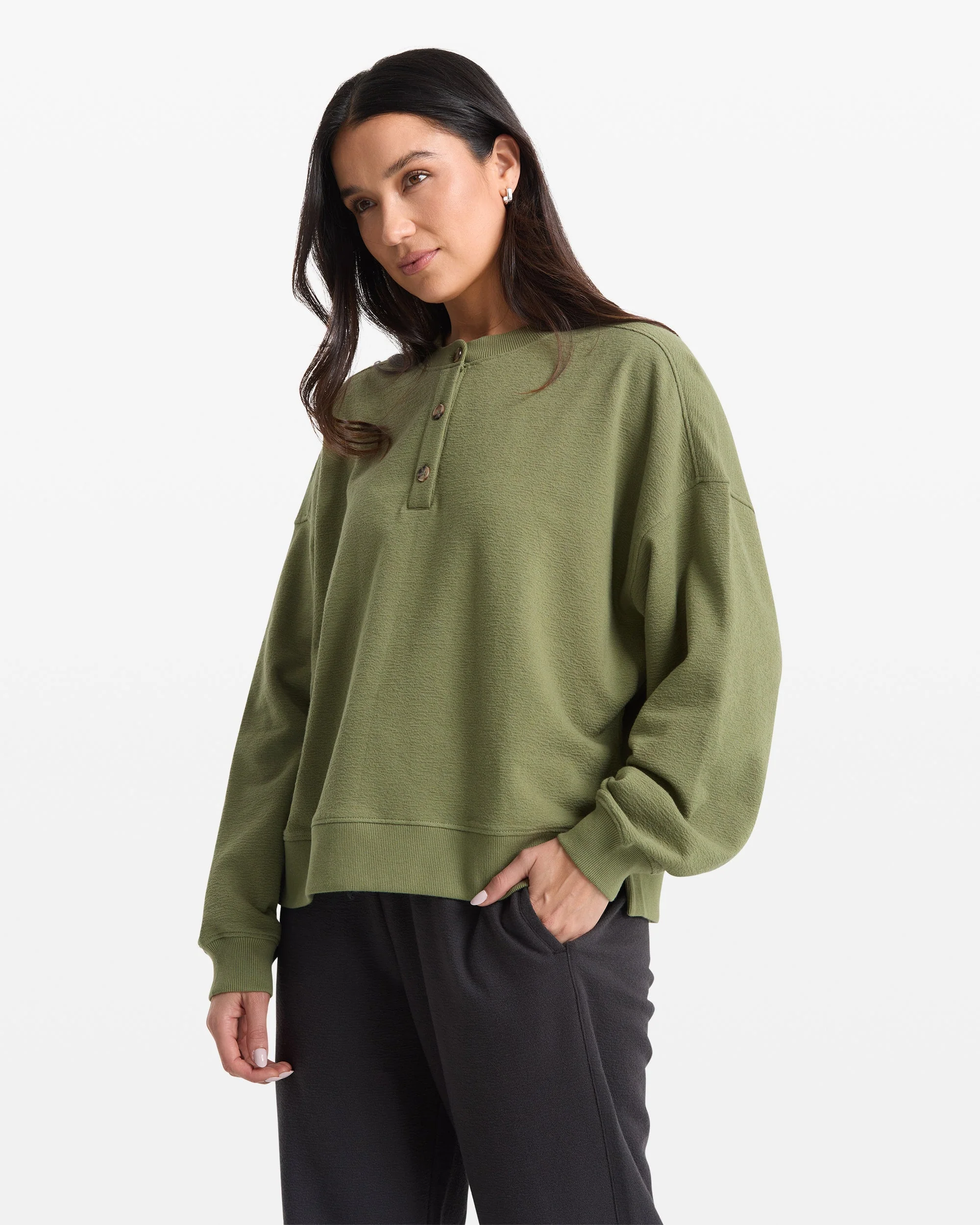 Women's Lived In Fleece Henley - Image 4